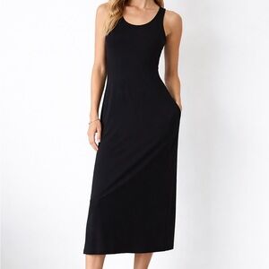 Ruti Black Sleeveless Stretch Modal Midi Dress Size Small